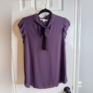 LOFT Deep Purple with neck tie Top SIZE M